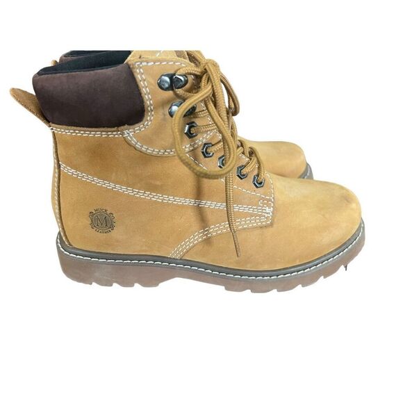 Muck leather waterproof oil resistant classic 6” plain toe tan brown men’s 7 main image 7